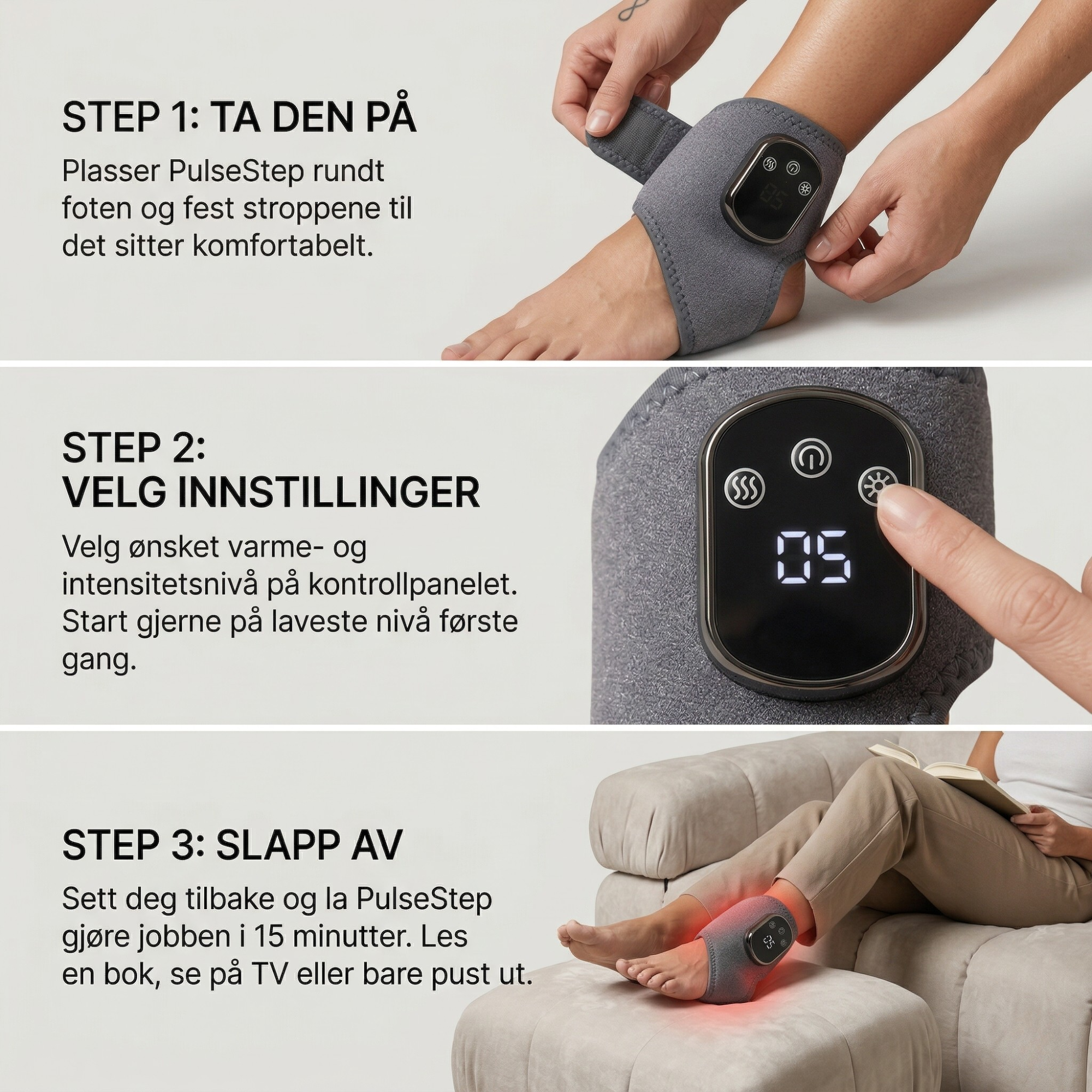 PulseStep -  Elektrisk Oppvarmet Fotmassasje